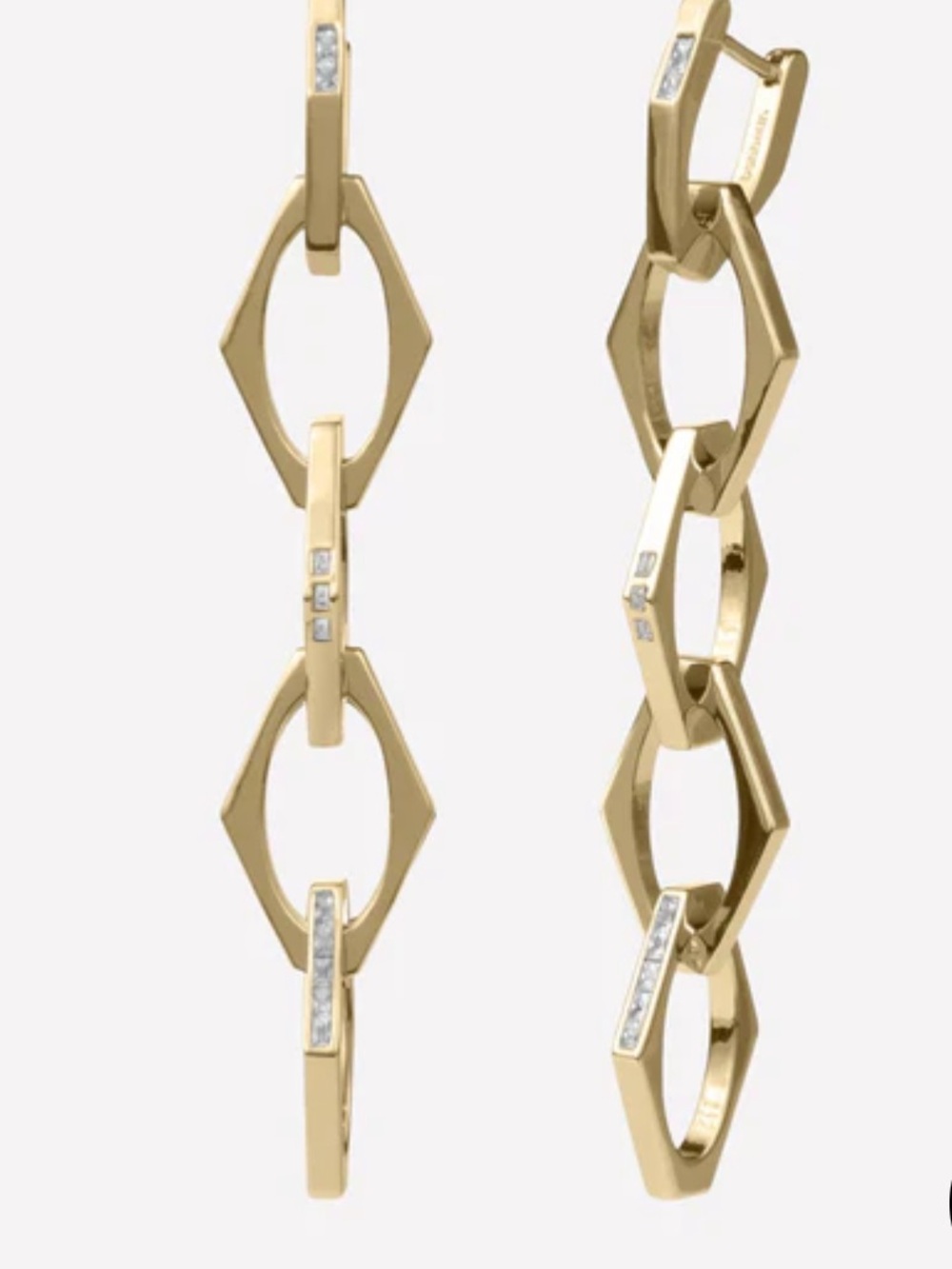 Gold chandelier Chain Link Earrings with cz
